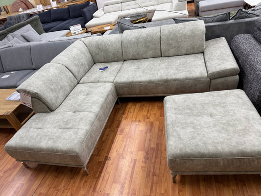 Sofa Couch Wohnlandschaft +Markensofa +Rückentiefenverstellung +Kopftteilverstellung +Hocker