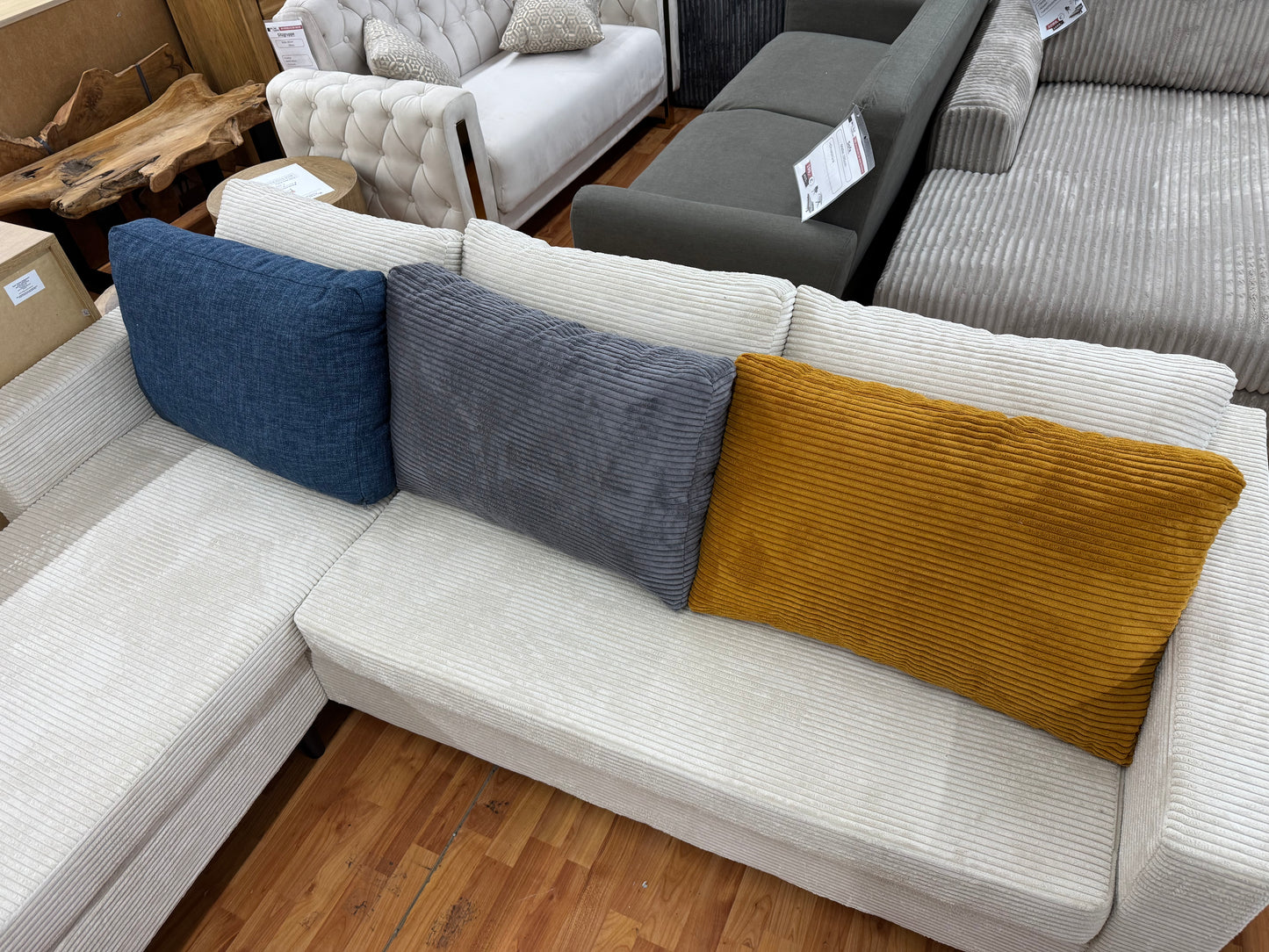 Sofa Couch Wohnlandschaft +Cord-Stoff +Seiten wechselbar +in 4 Farben erhältlich