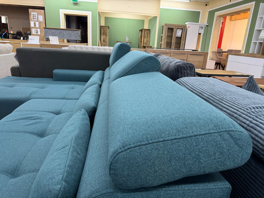 Sofa Couch Wohnlandschaft +elektr. Sitztiefenverstellung +Kopfstützenverstellung +Nierenkissen