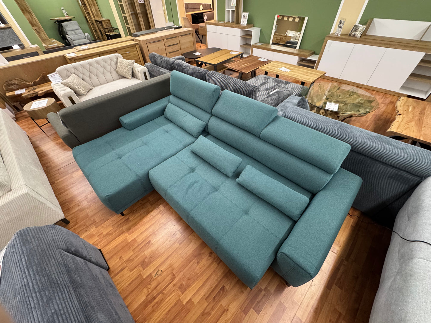 Sofa Couch Wohnlandschaft +elektr. Sitztiefenverstellung +Kopfstützenverstellung +Nierenkissen