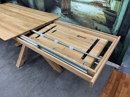 Esstisch Tisch Eiche +Vollmassiv+Spider Holz+Auszug 85cm+Auf Lager