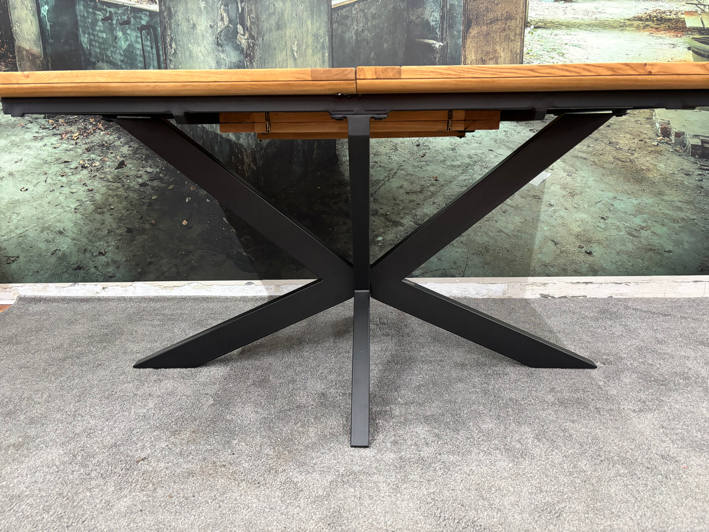 Esstisch Tisch+Auszug 60cm+Eiche+Spidergestell Metall SW