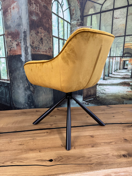 Esszimmerstuhl / Stuhl +Samtstoff +Dreh-Rück-Funktion +Metallfüße +Neu auf Lager