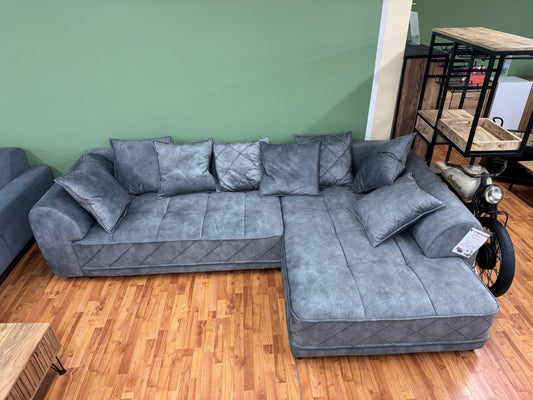 Couch Sofa Wohnlandschaft + BIG Sofa +Samtoptik +beidseitig montierbar +Neu auf Lager