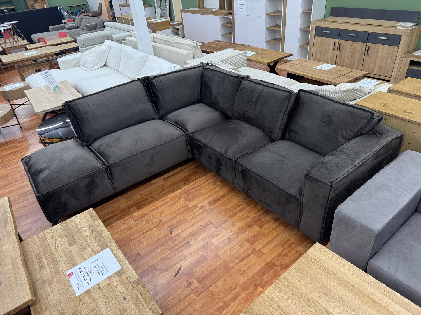 Couch Sofa Wohnlandschaft +Kissen +Samtstoff +extra dick gepolstert + verschiedene Farben