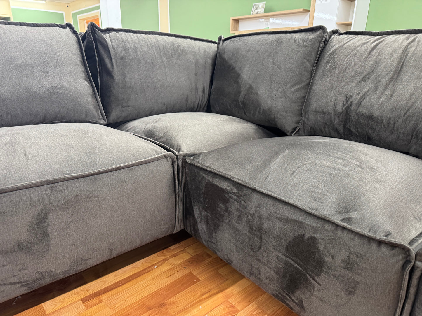 Couch Sofa Wohnlandschaft +Kissen +Samtstoff +extra dick gepolstert + verschiedene Farben