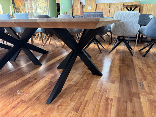 Esstisch Tisch +Vollmassiv Eiche +Spidergestell +Schweizer oder echte Baumkante +vers. Größen