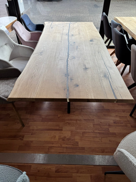 Esstisch Epoxidharz Transparent +Vollmassiv 4cm +Baumkante +versch. Größen