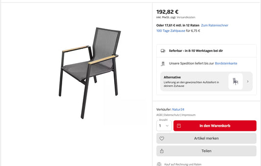 Outdoor Stuhl Gartenstuhl Stuhl Gartenmöbel +versch. Modelle +Neu auf Lager