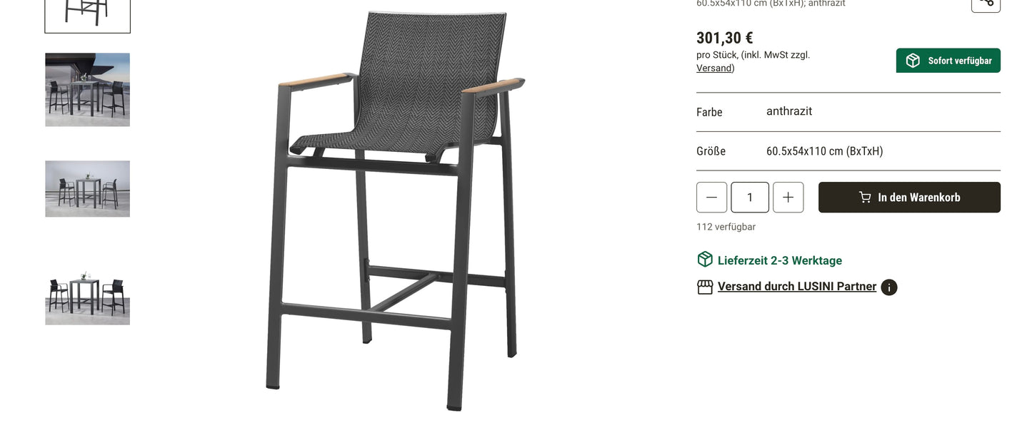 Outdoor Stuhl Gartenstuhl Stuhl Gartenmöbel Barstuhl +versch. Modelle +Neu auf Lager