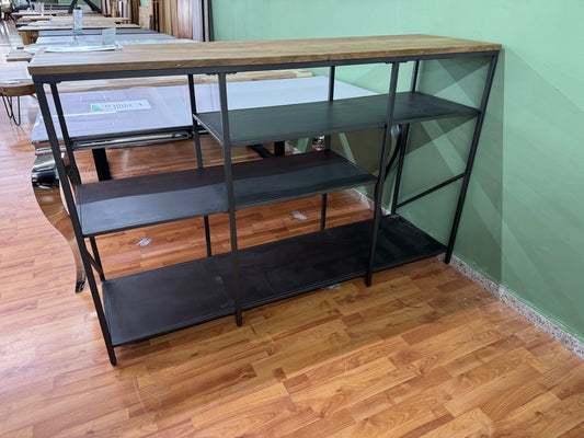 Regal Raumteiler +Vollholzplatte +Akazie +Metallgestell