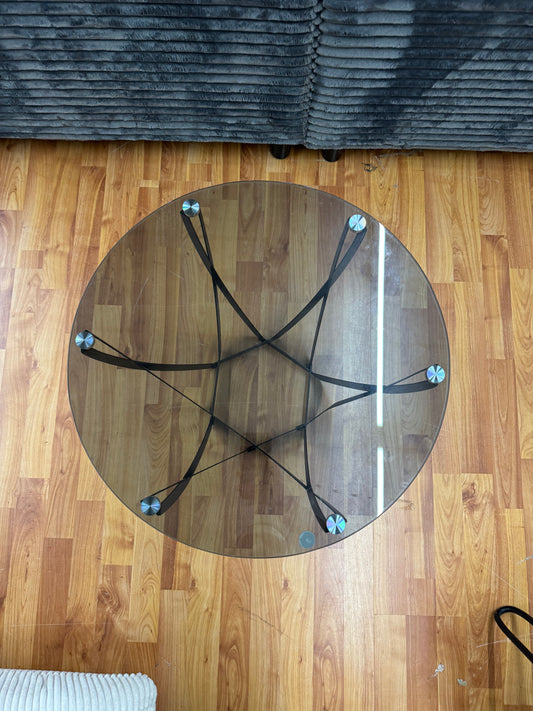 Beistelltisch +Glasauflage +getöntes Glas +Metallgestell