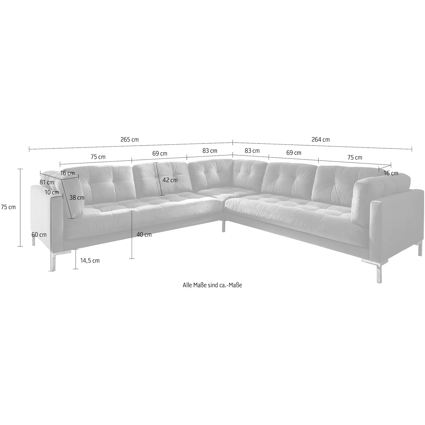 Sofa Couch Wohnlandschaft + Kissen