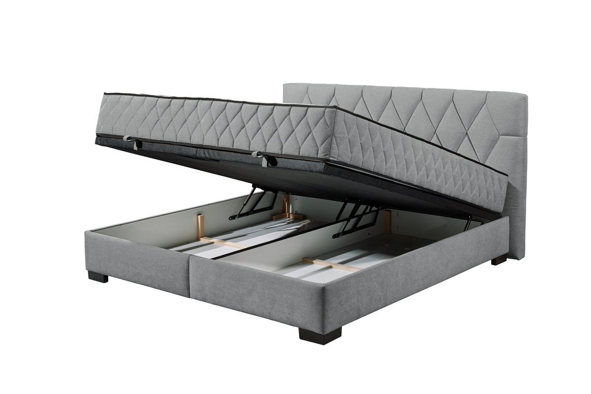 Bett Kastenbett + Stauraum + wende Matratzen + grau oder Beige auf Lager