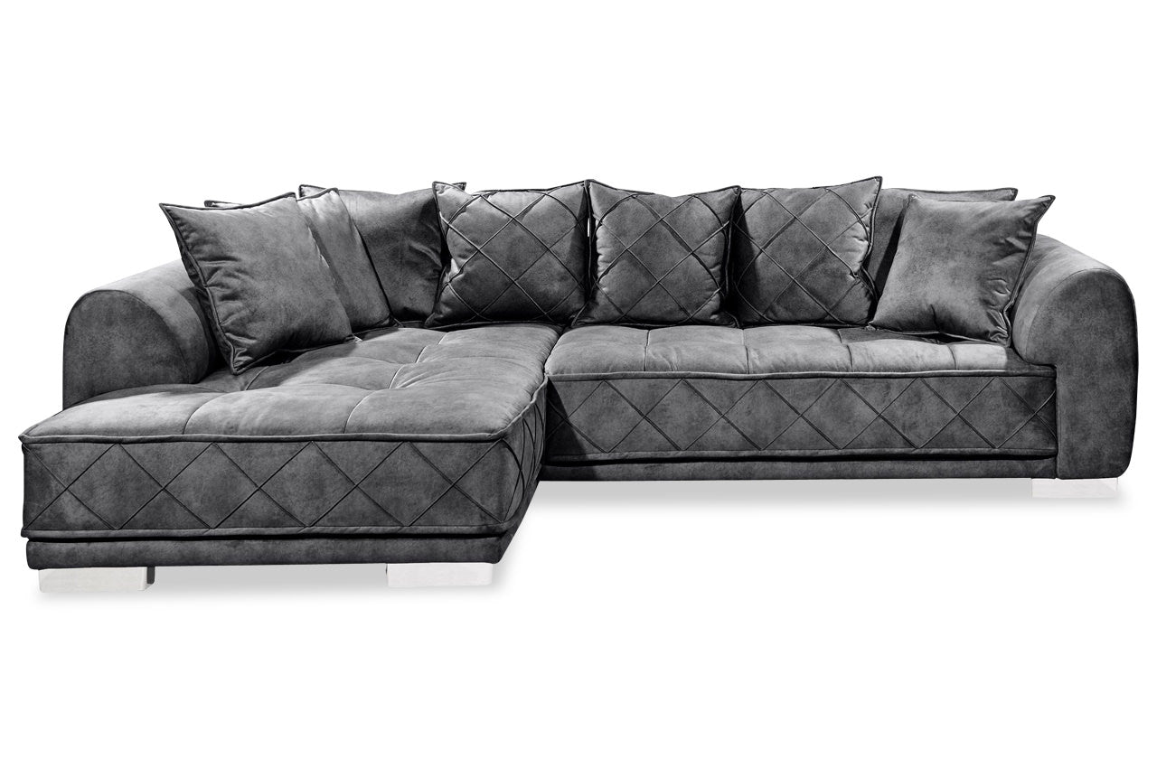 Couch Sofa Wohnlandschaft + BIG Sofa +Samtoptik +beidseitig montierbar +Neu auf Lager