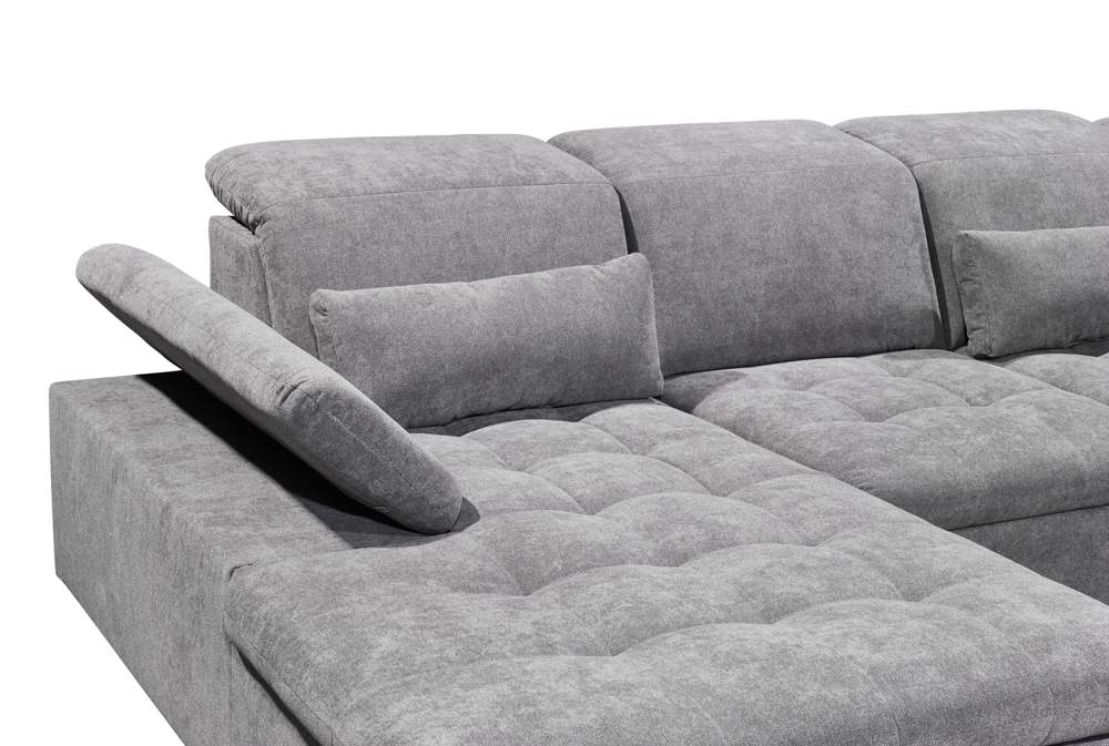 Wohnlandschaft Sofa Couch +Bettfunktion +Stauraum +Kopfteilverstellung