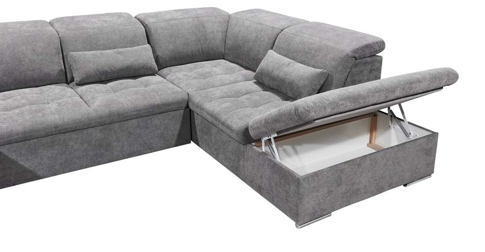 Wohnlandschaft Sofa Couch +Bettfunktion +Stauraum +Kopfteilverstellung