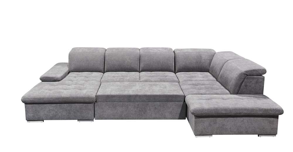 Wohnlandschaft Sofa Couch +Bettfunktion +Stauraum +Kopfteilverstellung