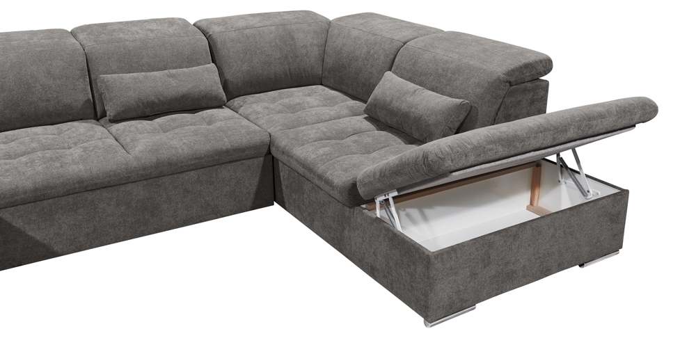 Wohnlandschaft Sofa Couch +Bettfunktion +Stauraum +Kopfteilverstellung