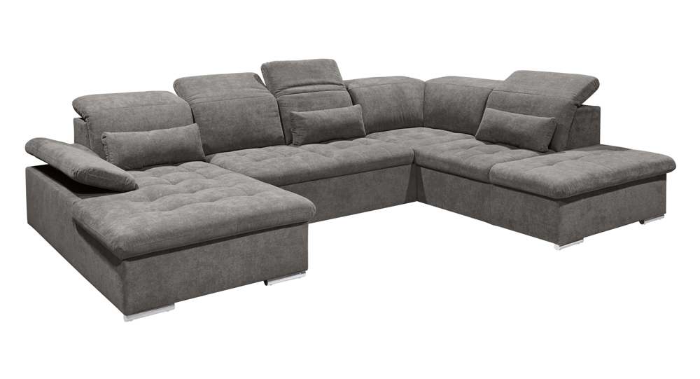 Wohnlandschaft Sofa Couch +Bettfunktion +Stauraum +Kopfteilverstellung