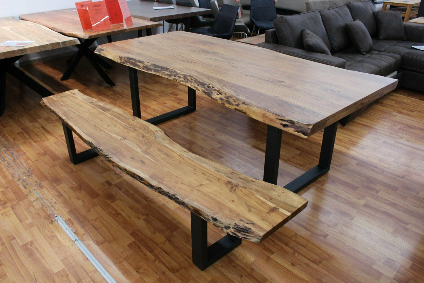 Bank + Massivholz Akazie + Echte Baumkante + VOLL 3,5 cm + von 160 cm bis 220 cm