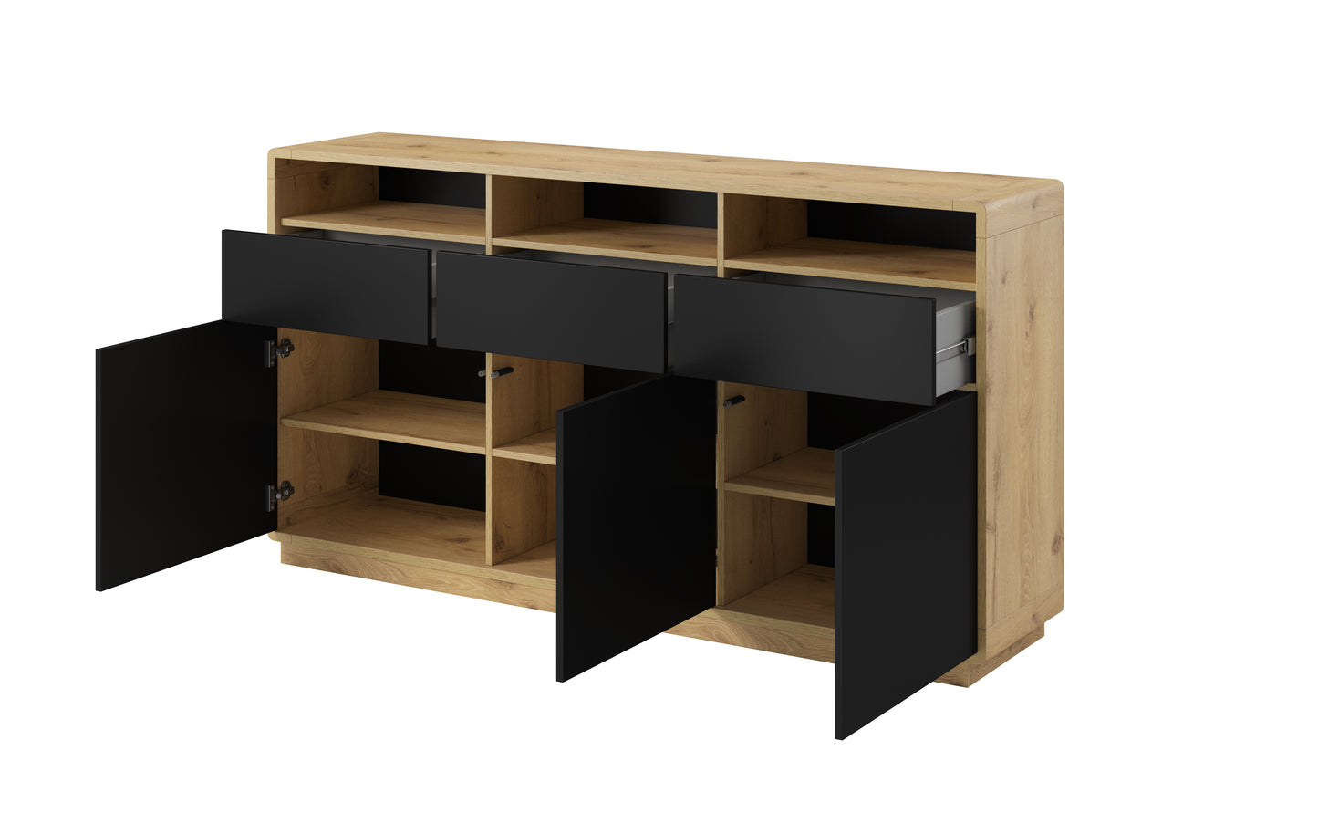 Sideboard Kommode Vitrine + Einlegebodenkanten + Soft Close