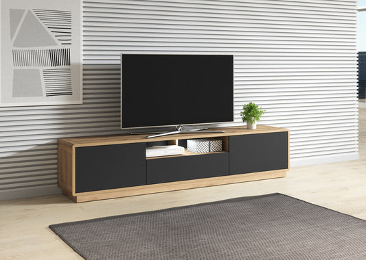 Tv-Unterschrank Vitrine Kommode + Holz Optik + Soft Close