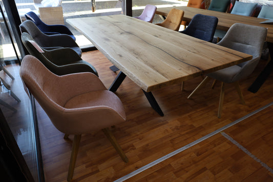 Esstisch Tisch +Massivholz Eiche VOLL 4cm +Baumkante +Epoxidharz
