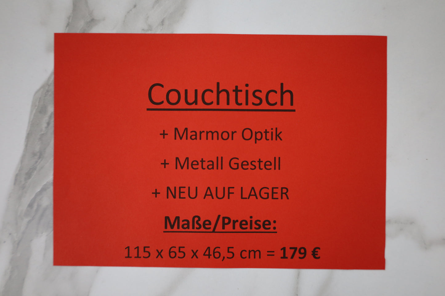 Couchtisch Tisch + Marmor Optik schwarz oder weiß Neu auf Lager