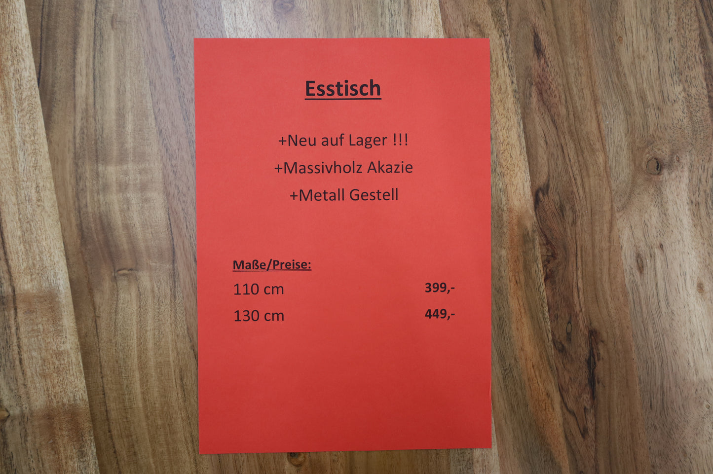 Esstisch Massivholz Akazie + Metall Gestell