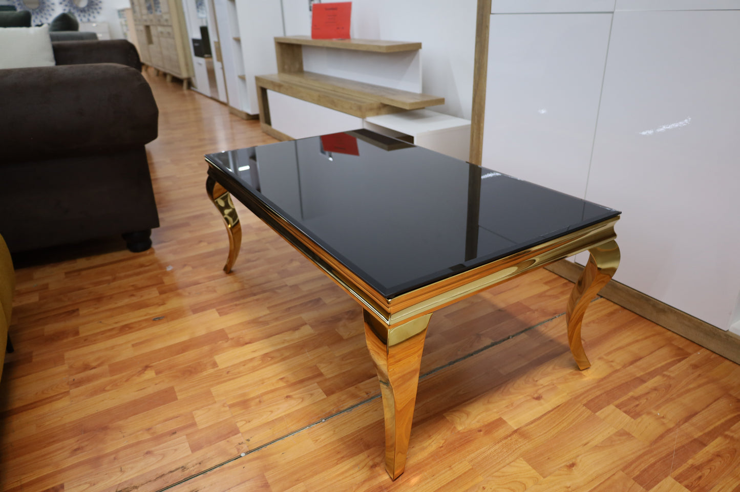 Couchtisch + Gold Gestell + Glasplatte Schwarz oder Weiß