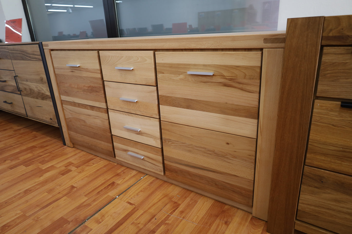 Kommode Vitrine + Front Massivholz Buche