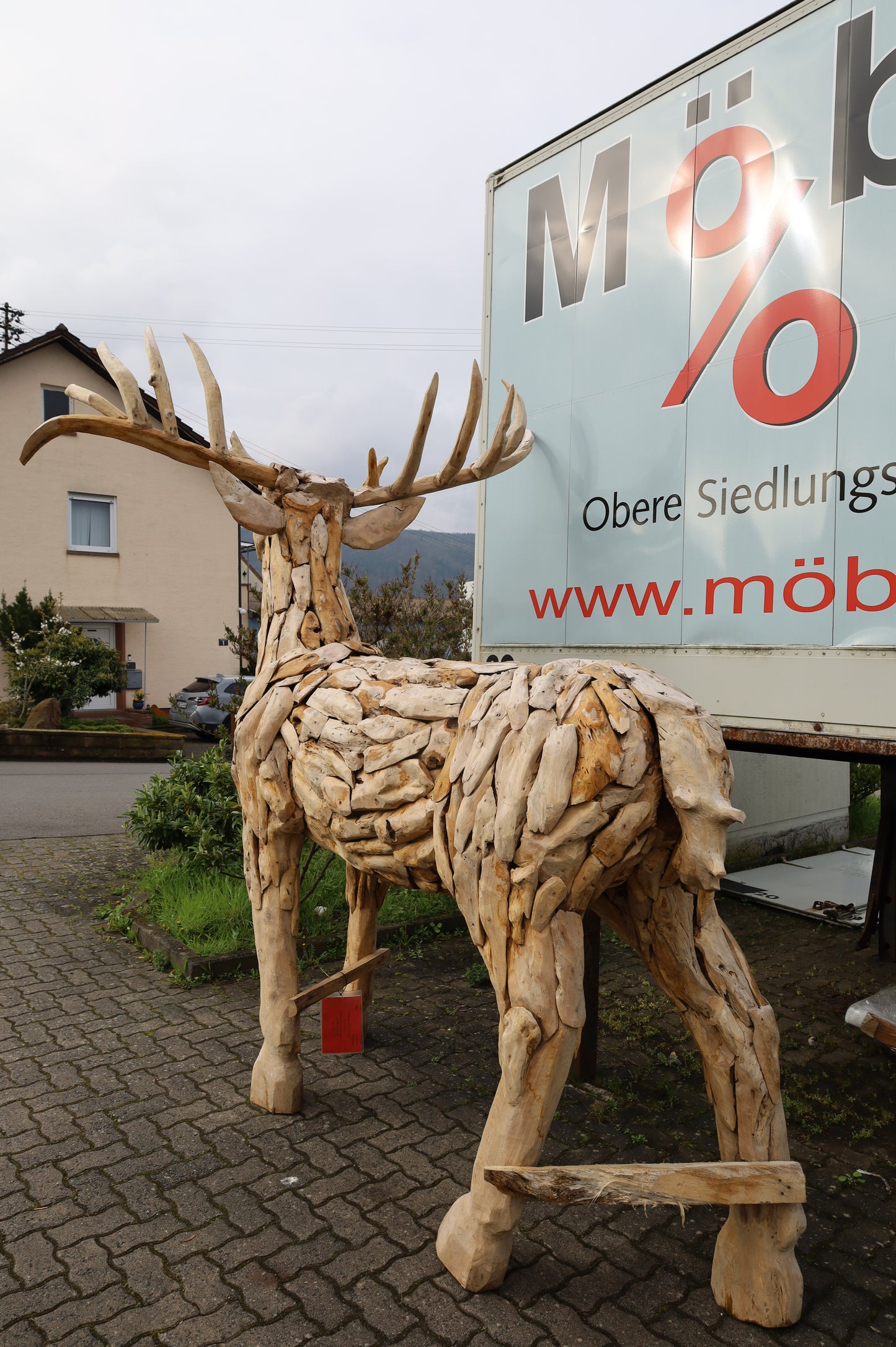 Hirsch - Skulptur Gartenmöbel + Massivholz Teak