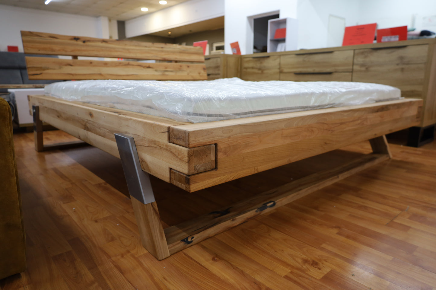 Rahmenbett Bett Boxspringbett + Massivholz Wildbuche