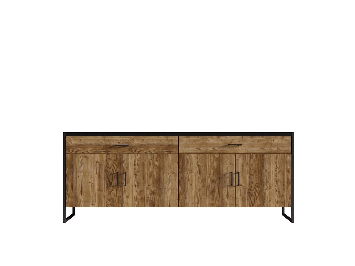 Kommode Vitrine Sideboard + Holz Optik + Soft Close