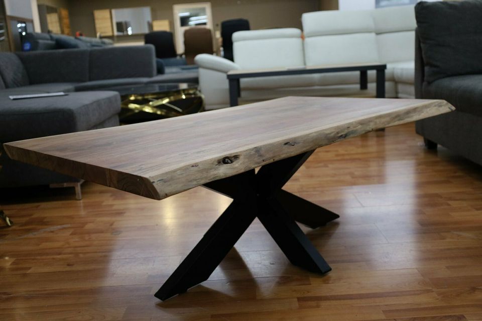 Couchtisch + MASSIVHOLZ Akazie BK + 4cm VOLL + Spider Gestell