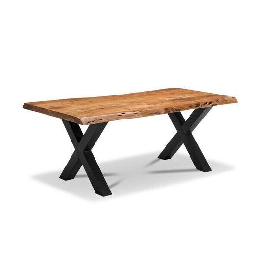 Esstisch + Massivholz Akazie + ECHTE Baumkante + FETTE X Gestelle