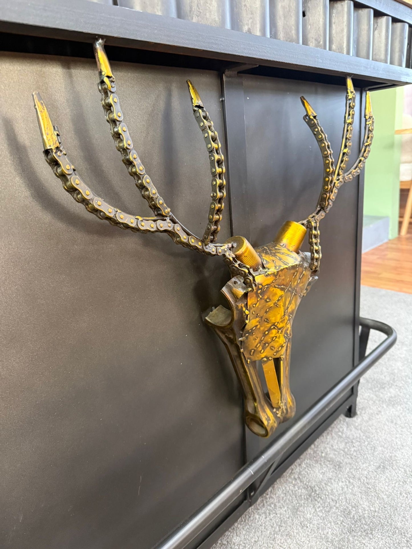 Theke +Metallgestell +Massivholzplatte +Einzelstück