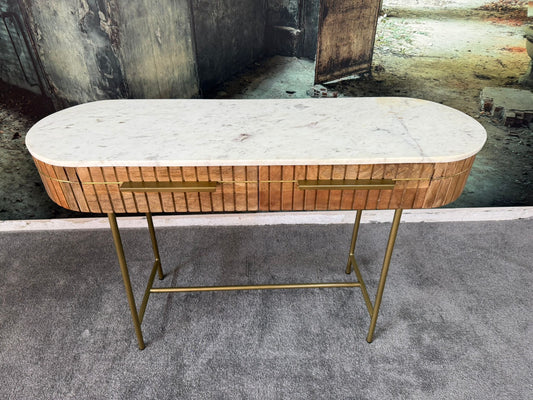 Konsole +Marmorplatte +Massivholz +Schubladen +Metallfüße