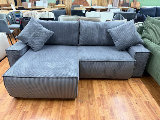 Sofa Couch Wohnlandschaft +Cord-Stoff +Seiten wechselbar +Bettfunktion +Stauraum