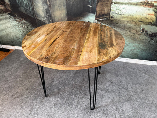 Esstisch Rund +Massivholz +Metallgestell +Neu auf Lager