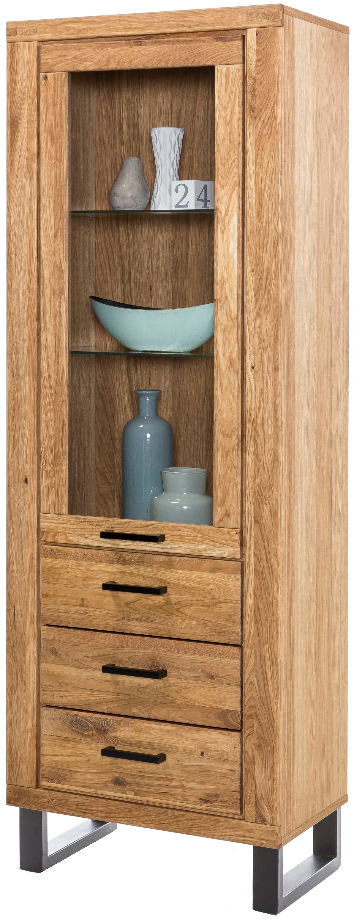 Vitrine Doppelglas Highboard -> Soft-close -> Front Massivholz