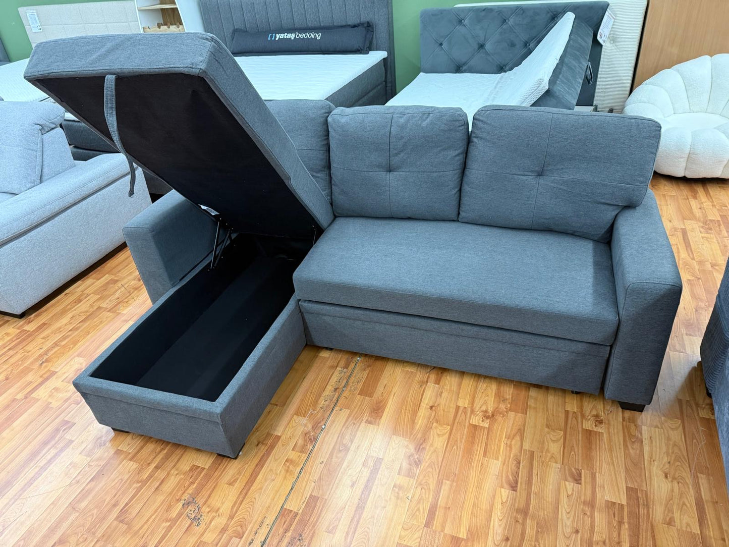 Sofa Couch Wohnlandschaft +Bettfunktion +Stauraum +Seiten wechselbar