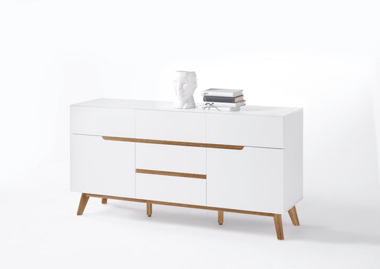 Kommode Sideboard + Absetzung Eiche + Weiß Matt lackiert + NEU