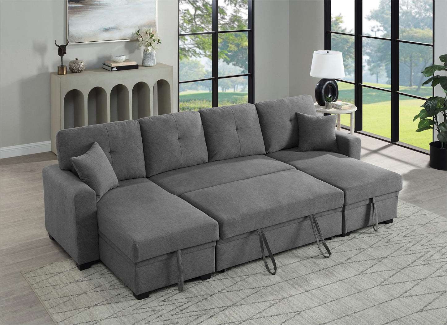 Wohnlandschaft Sofa Couch + Bettfunktion + Stauraum
