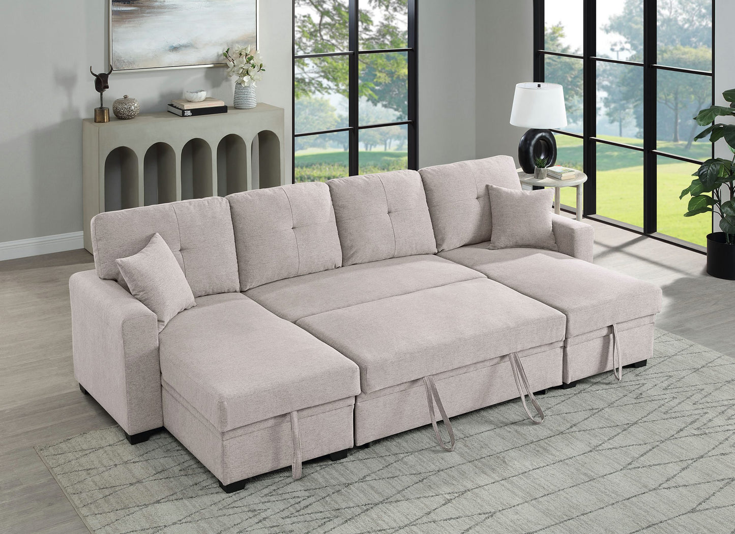 Wohnlandschaft Sofa Couch + Bettfunktion + Stauraum