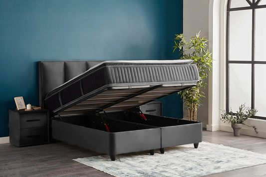Bett Boxspringbett +integrierter Topper +Bettkasten +Nachttisch wählbar