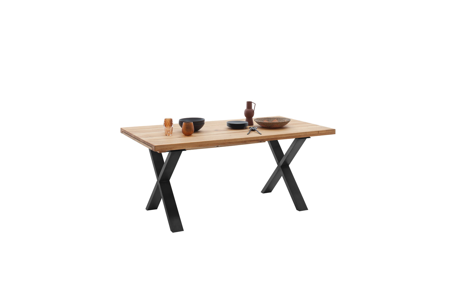 Esstisch Massivholztisch Auszugstisch +Eiche Massiv +Metallgestell +Neu auf Lager