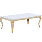 Couchtisch + Gold Gestell + Glasplatte Schwarz oder Weiß 115x65x45,5cm