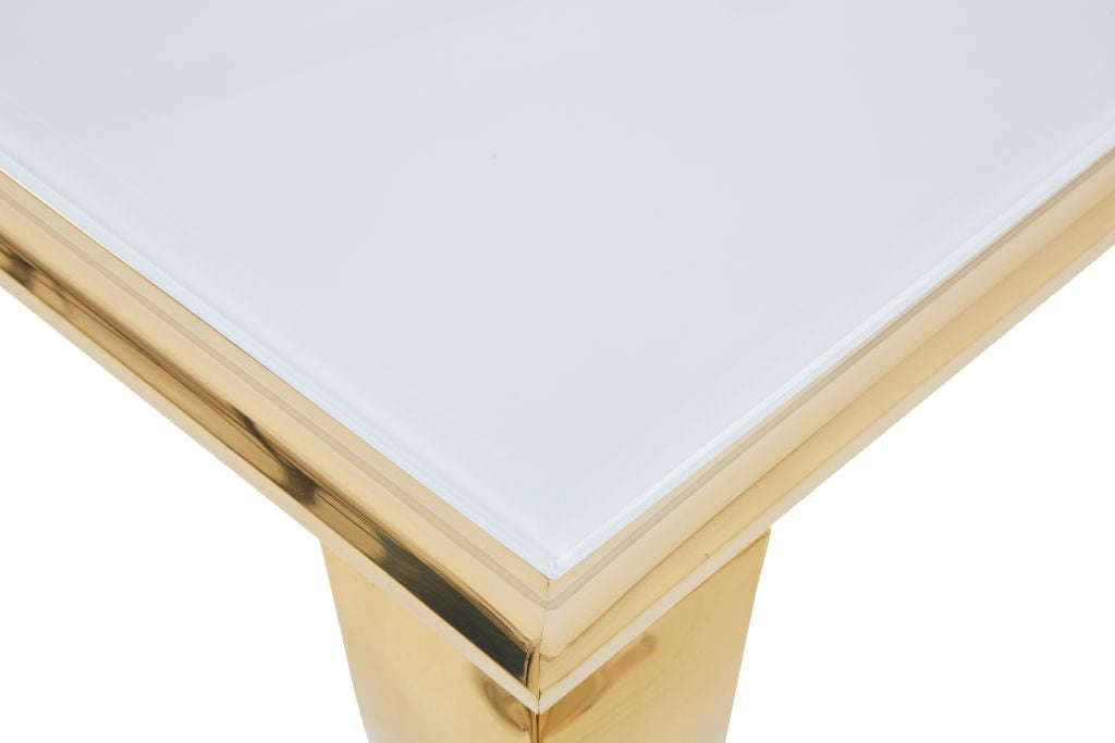 Couchtisch + Gold Gestell + Glasplatte Schwarz oder Weiß 115x65x45,5cm